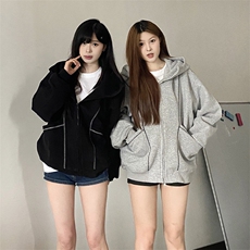 抖音得物高品质秋冬美式高街重磅结构辑明线纹理连帽卫衣外套W111，男装卫衣，电商A486