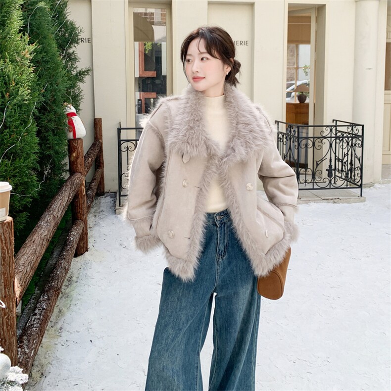 现货：冬季新款高级感宽松加厚皮毛一体外套2C135-8956P255K378,女装皮草,2C135