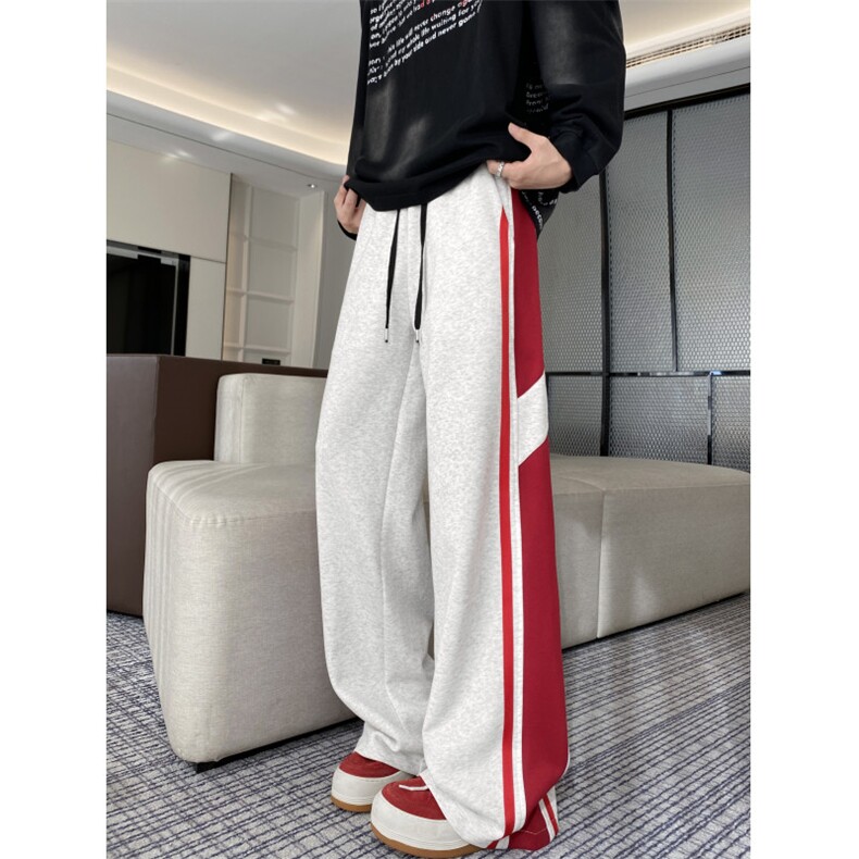 抖音品质美式重磅宽条纹运动宽松休闲卫裤B315-K25800-特p40控78,男装休闲裤,电商B315