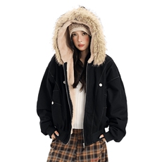 毛领座山雕夹克棉服2025新款加绒保暖连帽棉衣外套G881-P118网图，男装夹克，电商B245