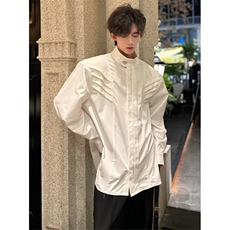 解构垫肩衬衫男长袖设计感小众冷淡风男装高级感衬衣廓形立领外套，男装衬衫，星座1116A（原606A-3）
