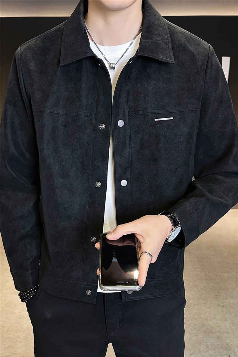 2026新款春季麂皮男士外套潮牌机车皮夹克A313-9975-P145188,男装夹克,电商A313