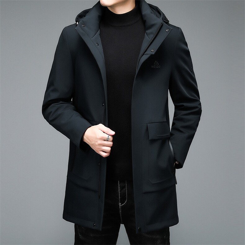 2023冬季90白鸭绒潮流休闲中长款连帽羽绒服羽绒外套HB2181-P330,男装羽绒服,电商B212（原钱塘6029）