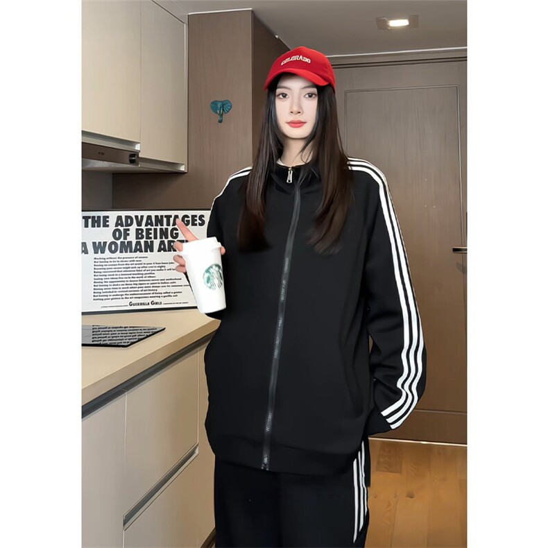 WY5019/P65春装新款高品质不起球织带设计开衫卫衣男潮宽松外套图片