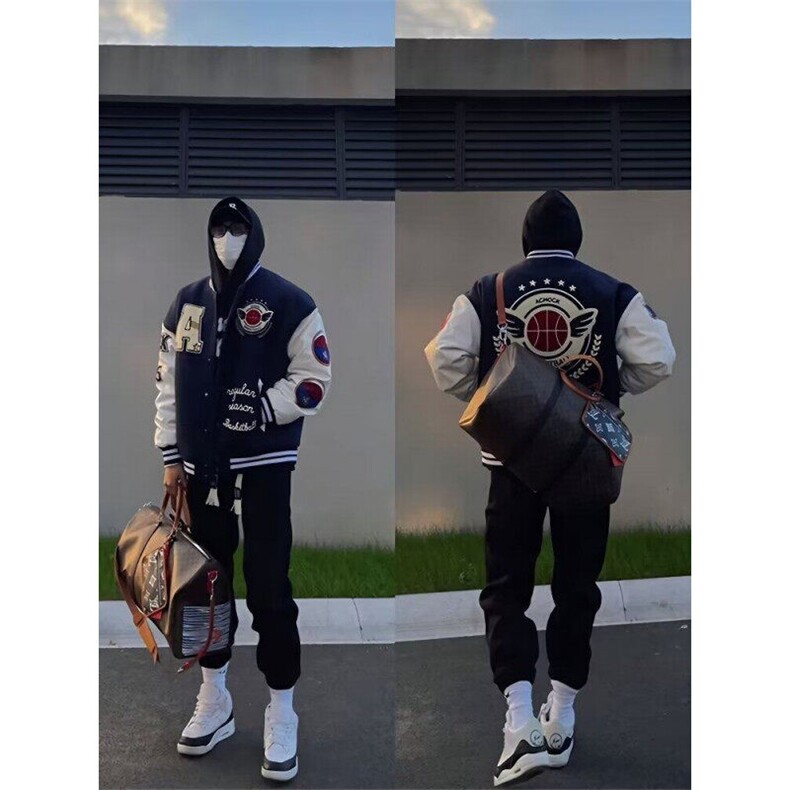 【有货】DM05-P58美式复古高街棒球服男女ins潮新款情侣外套夹克,男装夹克,星座603-2