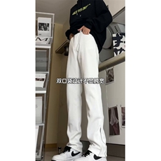 纯白色牛仔裤男款修身cleanfit裤子痞帅炸街微喇长裤KZC1051-P55，男装牛仔裤，星座1007（原301D）