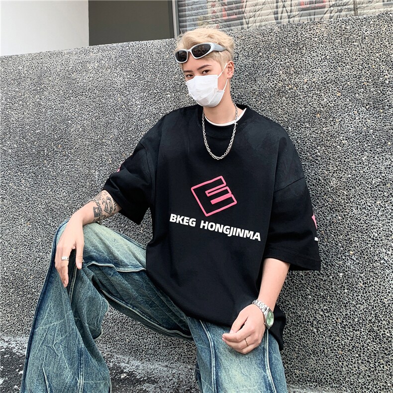DXX7-P48美式潮牌新款废土风做脏做旧短袖夏季hiphop街头复古T恤,男装T恤,星座603-2