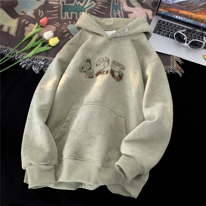 ！815A-WR2227-P70控98冬季加绒加厚贴布绣卫衣上衣套头扎染,男装卫衣,星座815A