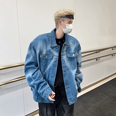 美式复古潮牌水洗垫肩牛仔夹克男情侣春季上衣外套潮，男装夹克，星座716-3