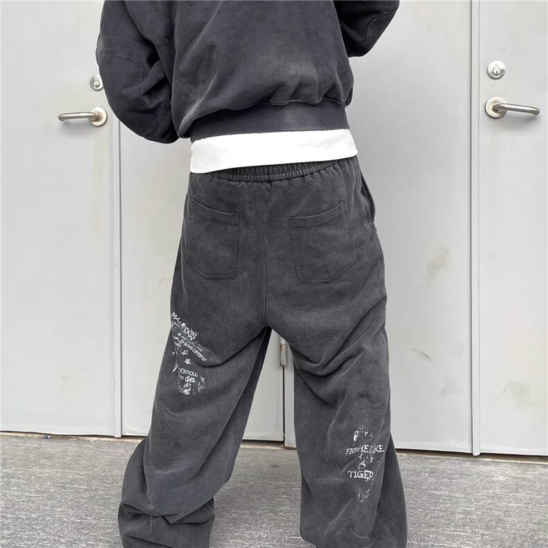 宽松运动卫裤男生胖子休闲裤大码束脚薄款加绒胖子学生裤秋冬长裤，男装休闲裤，星座1210-1