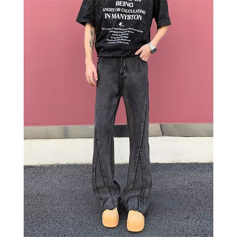 美式高街牛仔裤男女韩版潮流帅气百搭2025夏季ins长裤RK2591-P46,男装牛仔裤,星座412-3