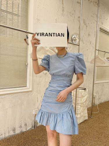 夏季点点褶皱修身连衣裙，女装连衣裙，LION&CAT(2F)