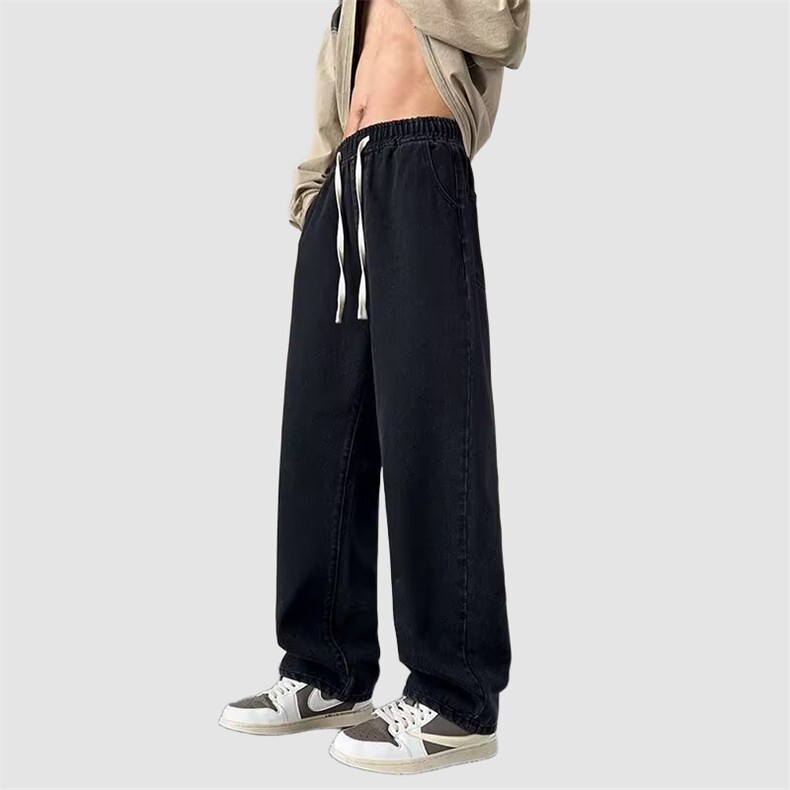 N3直筒牛仔裤夏秋阔腿宽松水洗休闲裤垂感美式潮牌男女长裤网图，男装牛仔裤，星座115A-2