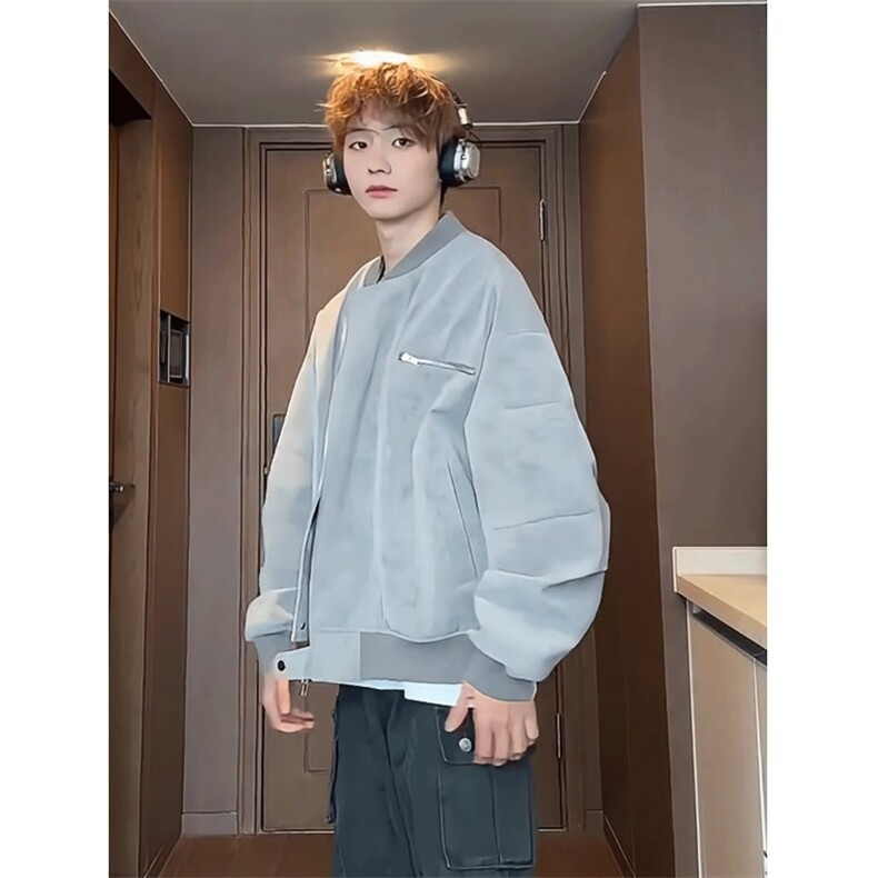 美式复古皮衣外套男夹克棒球服上衣潮牌开衫513AJK2357P77,男装皮衣,星座513A