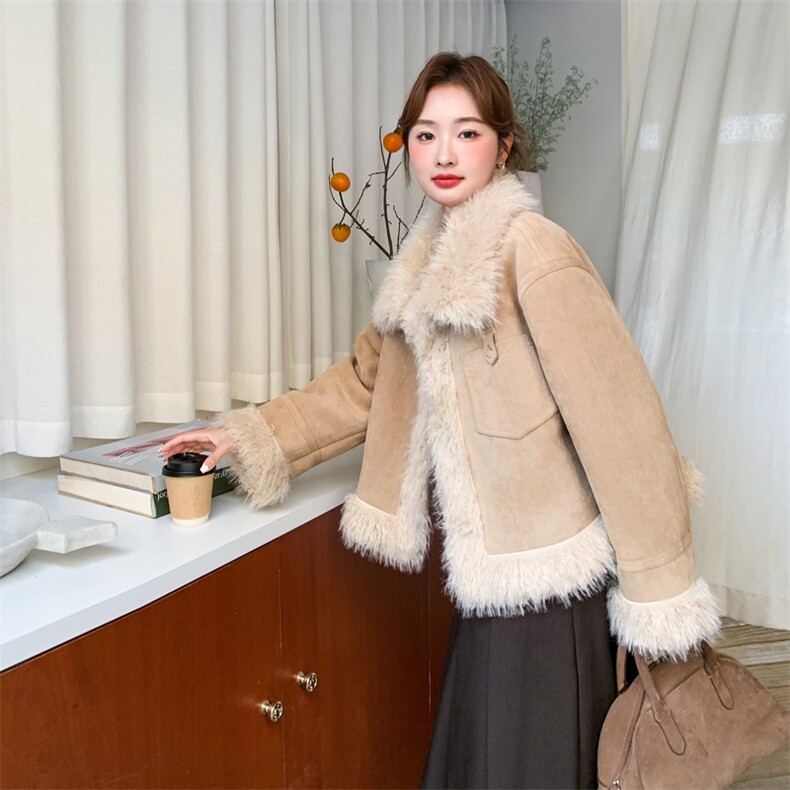 新款皮毛一体短外套6818--P195---K288,女装皮草,2C253