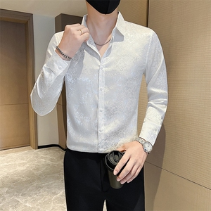 秋 社会小伙店主风男士长袖修身花衬衫301A-1/CS509/P55图片