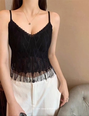 新款美背法式设计感修身蕾丝抹胸上衣，女装背心吊带，安月电商供货