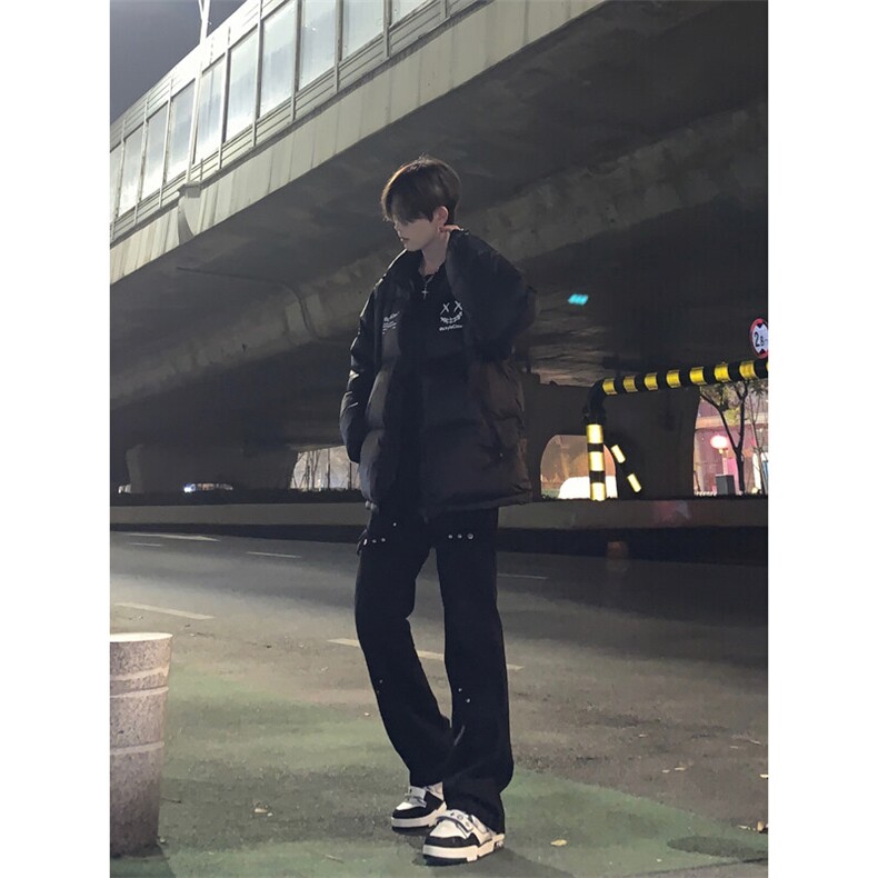 档口签约模特请档口勿盗图交叉绑带牛仔裤微喇叭裤控价68,男装牛仔裤,星座310A-4