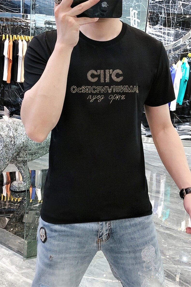 新款高品质高端精品欧货夏季男T恤短袖潮A227B-A-7702-P48,男装T恤,电商A227B（原钱塘4066-1）