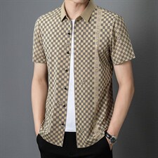 夏季男士短袖衬衫2023新款休闲商务衬衣男装上衣ZL1269-P70，男装衬衫，星座1105-3