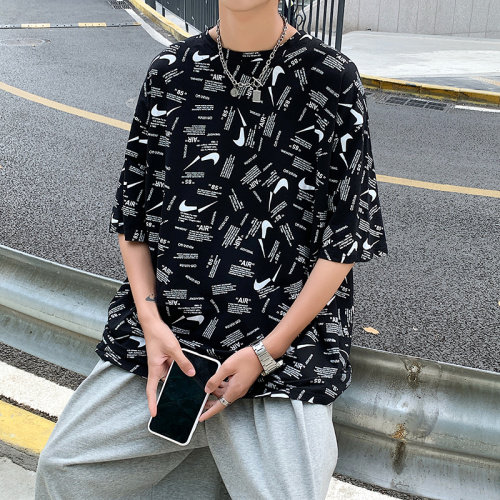 夏季港风T恤男宽松满印花中性风t恤情侣款DS-A160-1-T112-P30,男装T恤,电商C323-1