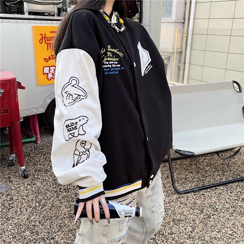 球服男春秋2024新款美式复古宽松学生学院风夹克外套潮JZ62,男装夹克,星座1116A-1（原606A）