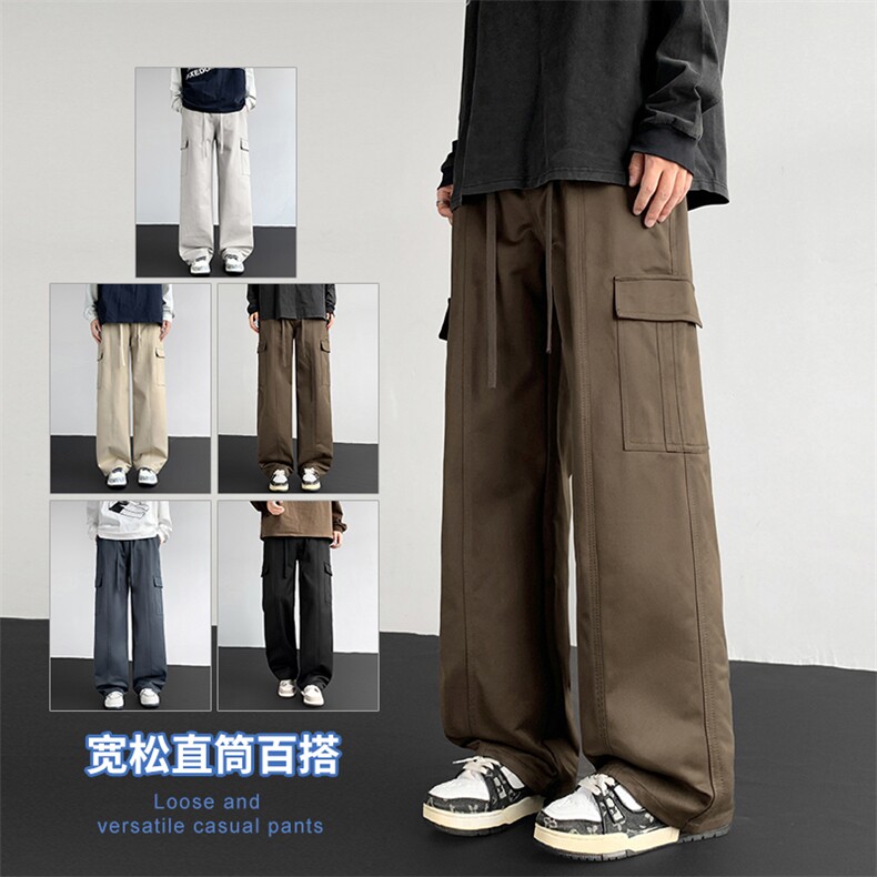 2025秋冬新款休闲男裤厚款直筒宽松松紧腰橡筋工装裤子潮3362-P43,男装工装外套,星座1006