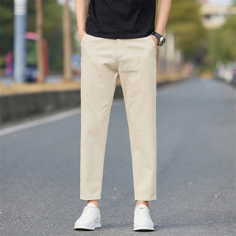 休闲九分西裤男春秋新款男生宽松直筒阔腿垂感西装裤子D9015-P45图片