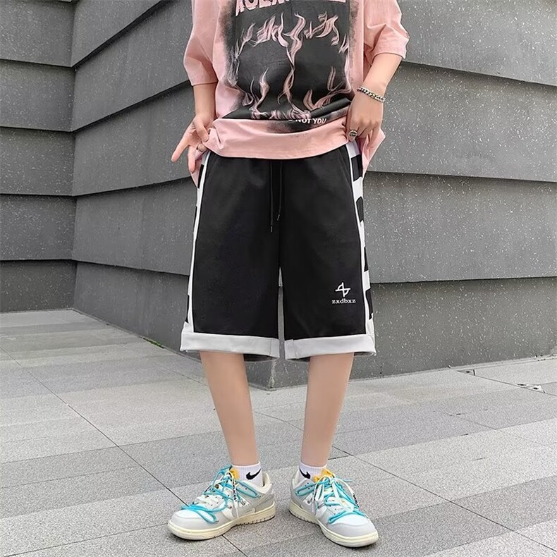 夏季薄款休闲沙滩裤美式篮球短裤男宽松潮流条纹五分裤K6291-P23,男装休闲裤,星座512-2