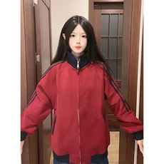 抖音得物高品质26春装美式高街重磅结构拼接织带立领卫衣外套CM42，女装短外套，电商A486