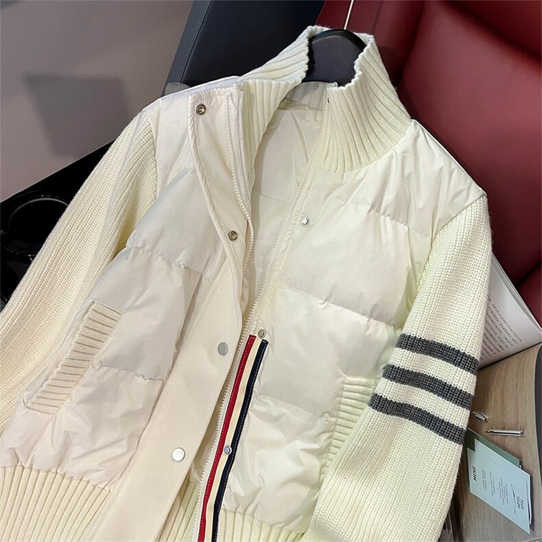 经典百搭复古针织拼接立领加厚棉服潮,女装棉衣/棉服,江南