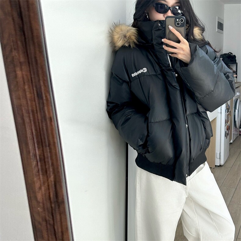 A586-P108学院风美式连帽棉服冬季毛领棉衣外套情侣面包服,男装棉衣,星座911