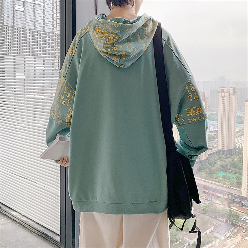 2023秋季新品青少年港风时尚印花连帽宽松卫衣男女同款W411-P30,男装卫衣,电商A441-1