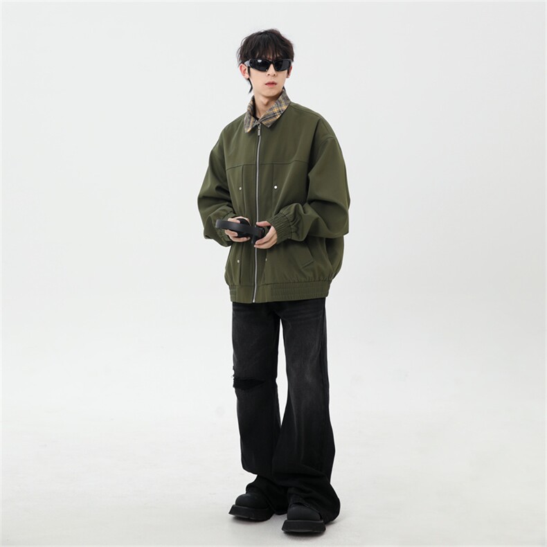 秋季假二件休闲痞帅工装翻领夹克潮流外套XZ301b-2-JK2589P78,男装夹克,星座301B-2（原A443-1）