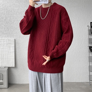 8XL-M圆领毛衣男秋冬季宽松慵懒套头麻花针织衫毛线衣MY19005P68图片