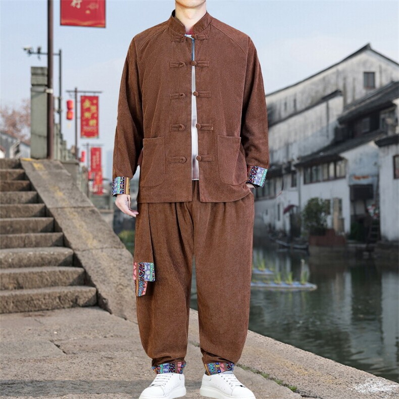 男士外套灯芯绒夹克套装盘扣立领风XZ1512-2502套装-P130,男装夹克,星座1512