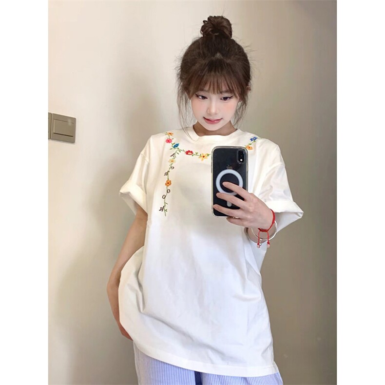万针全刺绣工艺抖音得物高品质260克重磅纯棉双纱美式高街短袖T恤图片