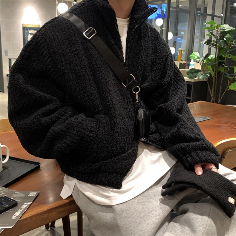 翻领灯芯绒宽松棉服男士秋季新款重工加厚高克重毛绒短款夹克外套,男装夹克,星座710