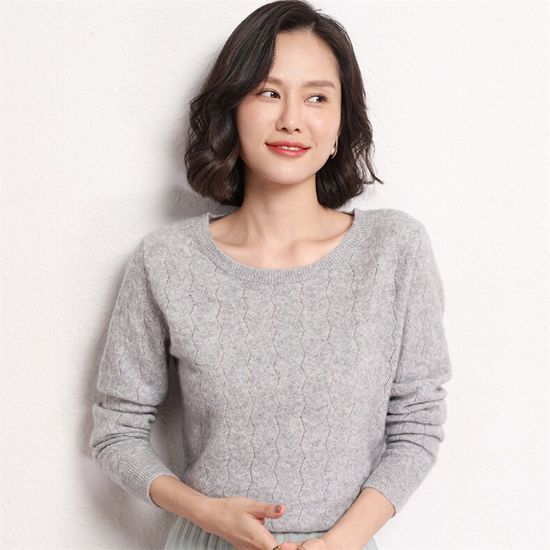时尚潮流长袖35%羊绒通勤保暖舒适2024年秋季新款百搭羊绒衫女,女装羊绒衫,艾米娇羊绒