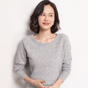时尚潮流长袖35%羊绒通勤保暖舒适2024年秋季新款百搭羊绒衫女图片