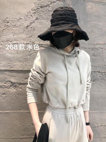 现货春简易设计感短款套装束绳连帽休闲裤,女装职业装,ABout阿布