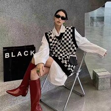 现货棋牌格马甲，女装马甲，青菜萝卜