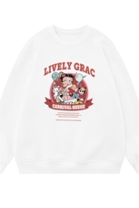 白底23新款秋季时尚潮流卡通印花圆领套头情侣卫衣W1031P30控48，男装卫衣，电商A247-1