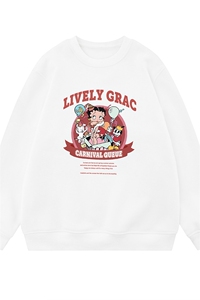 白底23新款秋季时尚潮流卡通印花圆领套头情侣卫衣W1031P30控48图片