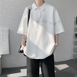 8XL-M新中式刺绣图腾短袖polo衫大码翻领T恤半袖保罗衫DX1212/P45图片
