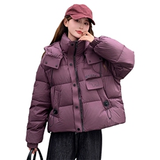 现货可推2025冬装新款气质加厚白鸭绒保暖短款连帽羽绒服女，女装羽绒服，时尚风爆