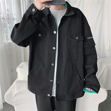 JK959/P75秋装新款撞色男士工装夹克日系男青少年大码宽松外套男图片