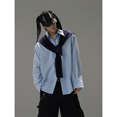 抖音得物品质二开春装美式潮牌披肩条纹长袖衬衫男女休闲宽松衬衣，男装衬衫，电商A486