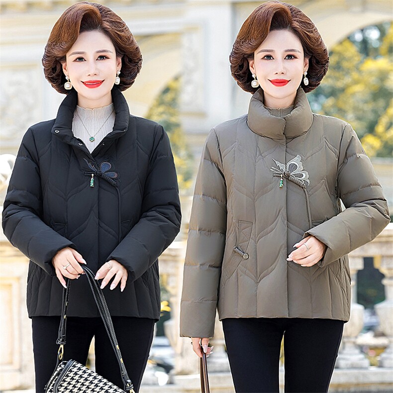 中老年轻薄羽绒服女士短款妈妈冬装新款老人奶奶太太洋气保暖外套图片