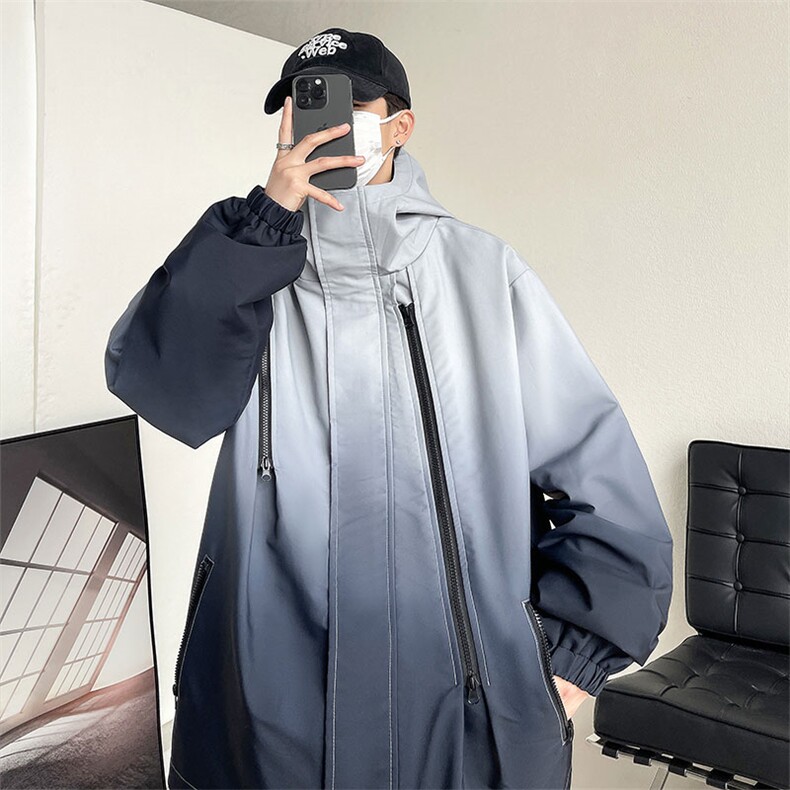 控价70开春户外渐变颜色连帽防风防水多拉链冲锋衣外套JK026P70,女装短外套,电商A128